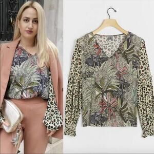 Anthropologie Blank London sibley elephant safari leopard shirt sz small